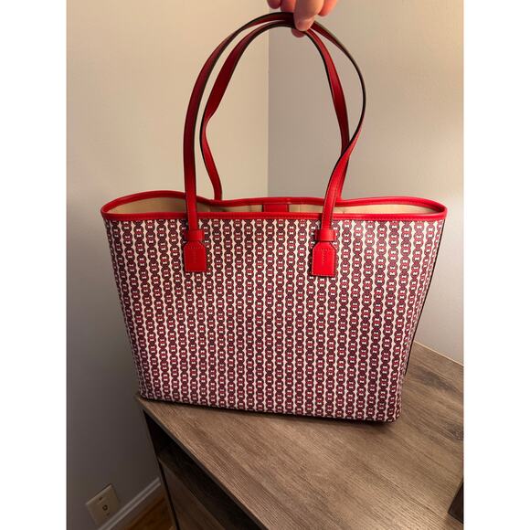 Tory Burch Gemini Link Canvas Tote in Liberty Red - Picture 7 of 9